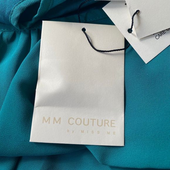 MM Couture by Miss Me Dress Womens Small Teal Chiffon Gold Sequin Multim… - Picture 11 of 15